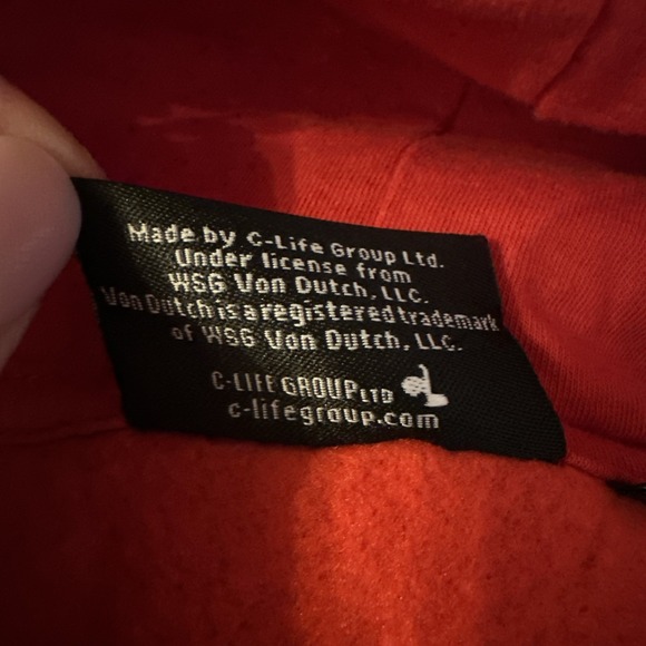 Von Dutch Red Cropped Embellished Hoodie Size XLARGE - Picture 10 of 16